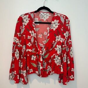 Cropped Red Floral Top